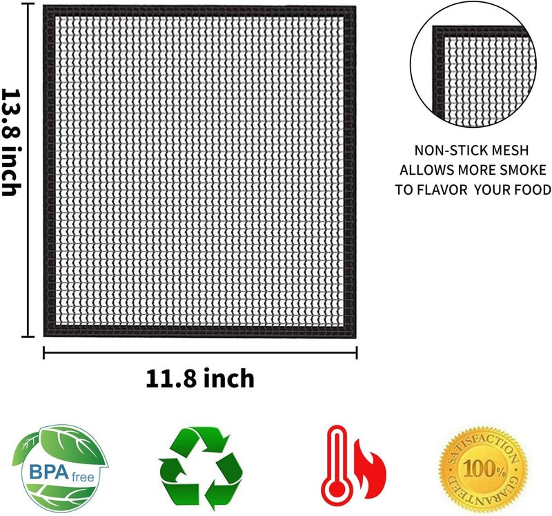 VCHOMY Grill Mesh Mat Set of 3 - Heavy Duty BBQ Non-stick Cooking Sheet Liners Reusable Teflon Barbecue Grilling Net for Outdoor Smoker, Pellet, Gas, Charcoal Grills - 11.8x13.8 - Image 2